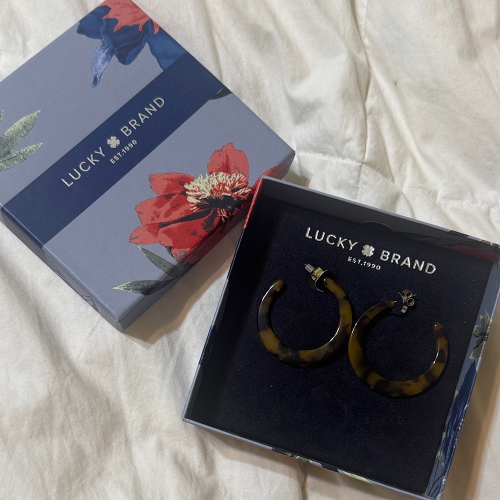 Lucky Brand Tortoise Hoop Earrings - never used